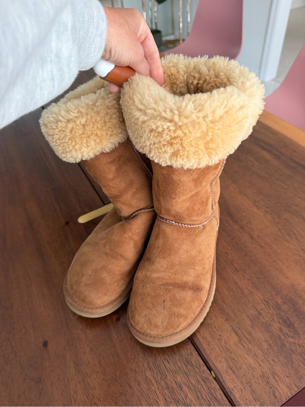UGG Chestnut Suede Shearling Cuff Winter Boots